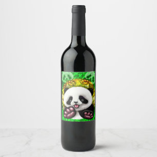 Rótulo De Garrafa De Cerveja Urso do bebê da panda bonito e feliz