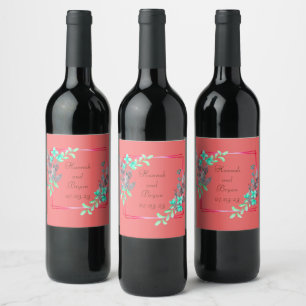 Rótulo De Garrafa De Cerveja Uvas de Vinho Flores Personalizadas Laranja Verde
