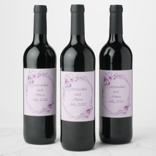Rótulo De Garrafa De Cerveja Uvas de vinho Flores Personalizadas Roxo