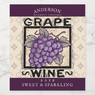 Rótulo De Garrafa De Cerveja Uvas de vinho tinto caseiro de arbustos
