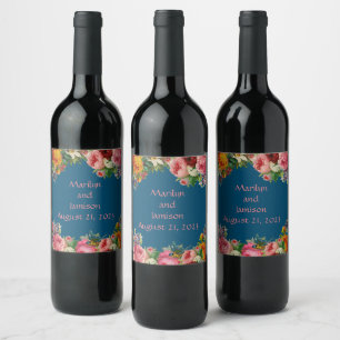 Rótulo De Garrafa De Cerveja Uvas para vinho Flores Personalizadas, Vermelho Br
