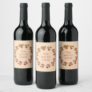 Rótulo De Garrafa De Cerveja Uvas para vinho Flores Personalizadas, Vermelho Br