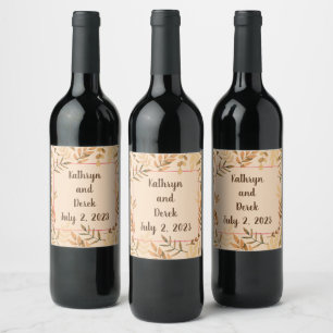 Rótulo De Garrafa De Cerveja Uvas Vinícolas Flores Personalizadas Vermelhas Bra