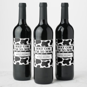 Rótulo De Garrafa De Cerveja Vaca Sagrada Engraçado Preto Branco 50º Aniversári