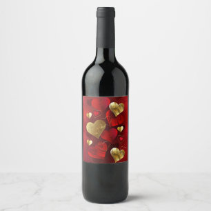 Rótulo De Garrafa De Cerveja valentines dourados e vermelhos