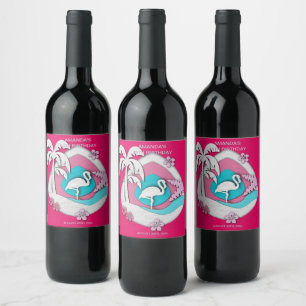 Rótulo De Garrafa De Cerveja Vamos Flamingle Flamingo Tropical Aniversário de 6