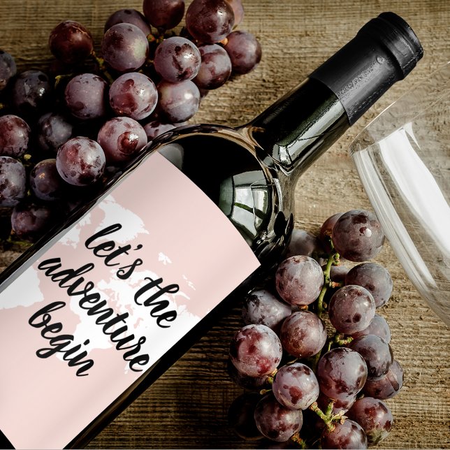 Rótulo De Garrafa De Cerveja Vamos Rosa Positivo A Aventura Começa O Mapa Mundi (Criador carregado)