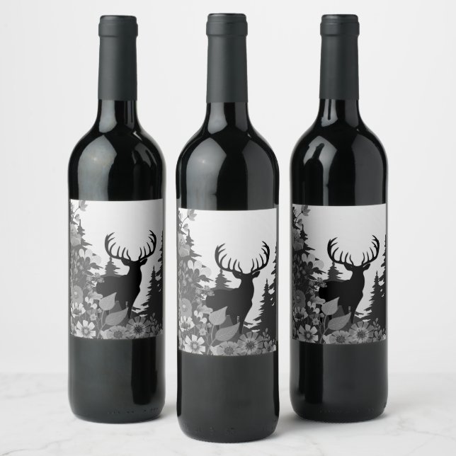 Rótulo De Garrafa De Cerveja Veado com Grande Rack Fora de Floresta (Garrafas)