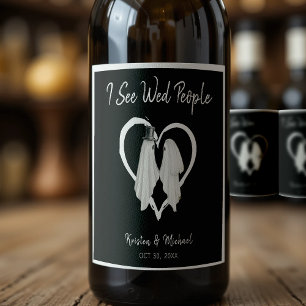 Rótulo De Garrafa De Cerveja Vejo Casamento de Halloween do Fantasma das Pessoa