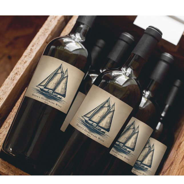 Rótulo De Garrafa De Cerveja Velho Marinheiro de Velho Barco de Vela Endereço d (Custom Sailboat Vintage Homemade Wine Labels)