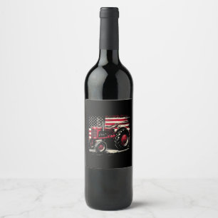 Rótulo De Garrafa De Cerveja Velho Trator Cub Farmall Bandeira Americana Patrió