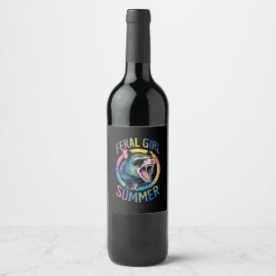 Rótulo De Garrafa De Cerveja Verão de Garota Feral Gambá Tie Dye Guaxinim