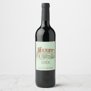 Rótulo De Garrafa De Cerveja Verde do Natal e design de texto de Brown