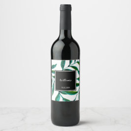 Rótulo De Garrafa De Cerveja Verde Folha Aquarela pintada à mão em branco