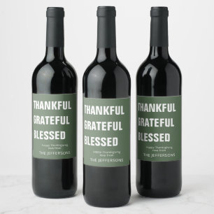 Rótulo De Garrafa De Cerveja Verde moderno Rótulo de Vinho de Ação de Graças