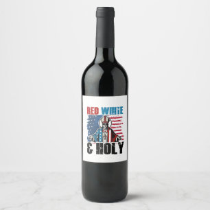 Rótulo De Garrafa De Cerveja Vermelho Branco e Santo Papa Leão XIV, 4 de Julho