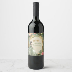 Rótulo De Garrafa De Cerveja Vestido de Princesa Verde Salvia Ouro Floresta Mis