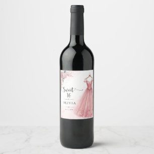 Rótulo De Garrafa De Cerveja Vestido Floral Dusty Pink Sweet 16