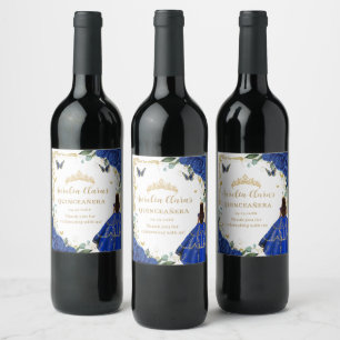 Rótulo De Garrafa De Cerveja Vestido Floral Real Quinceañera Vintage Dourado