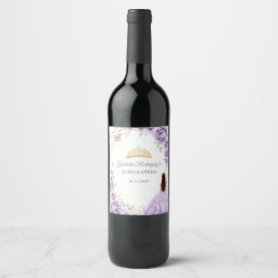 Rótulo De Garrafa De Cerveja Vestido Lilás Roxo de Quinceanera Floral