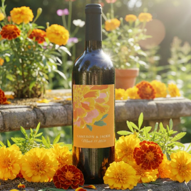 Rótulo De Garrafa De Cerveja Vibrant Marigold Summer Wedding Gift  (Criador carregado)