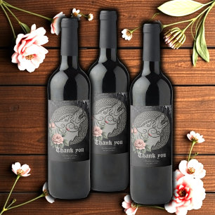 Rótulo De Garrafa De Cerveja Viking Wolf & Rosas. Cabeça de lobo estilizada