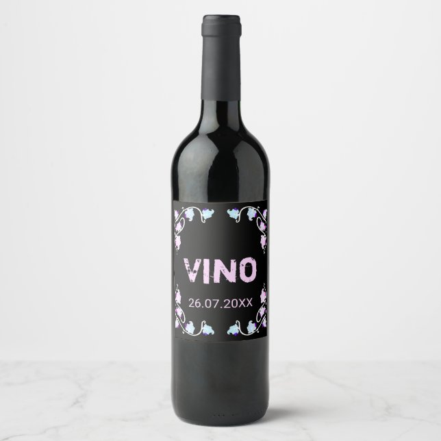 Rótulo De Garrafa De Cerveja Vinhas de uvas de rótulo negro (Frente)