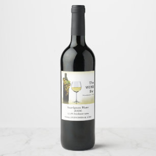 Rótulo De Garrafa De Cerveja Vinho Branco & Uvas, Enoteca/Adega