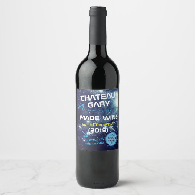 Rótulo De Garrafa De Cerveja Vinho caseiro personalizado do universo espacial d (Frente)