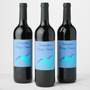Rótulo De Garrafa De Cerveja Vinho Chá de fraldas do Unicórnio, Azul-Bonito