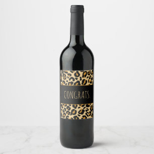 Rótulo De Garrafa De Cerveja Vinho Clássico de Impressão Clássico de Leopardo P