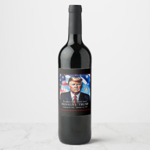 Rótulo De Garrafa De Cerveja Vinho Coletivo do Dia de Inauguração do Donald Tru