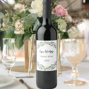 Rótulo De Garrafa De Cerveja Vinho da casa floral lavanda