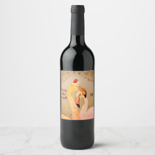 Rótulo De Garrafa De Cerveja Vinho de Ano Novo Rótulo de Aves Flamingo