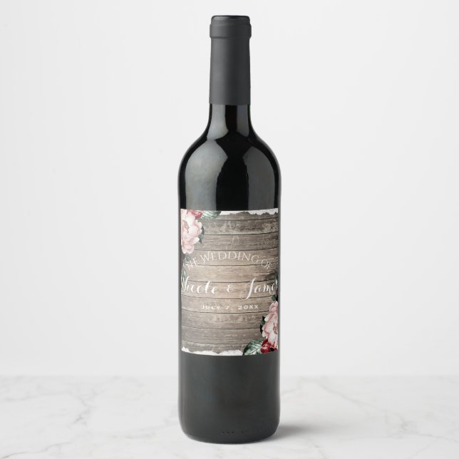Rótulo De Garrafa De Cerveja Vinho de Casamento de Celeiro de Madeira Rústica F (Frente)