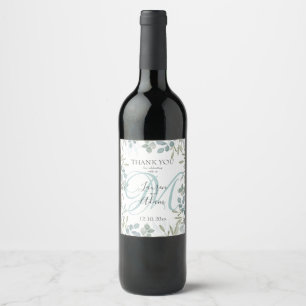 Rótulo De Garrafa De Cerveja Vinho de casamento folhagem de eucalipto rústico