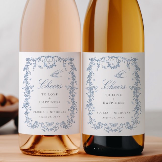 Rótulo De Garrafa De Cerveja Vinho De Castigo Azul Rótulo Chinoiserie (Criador carregado)