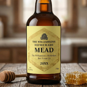 Rótulo De Garrafa De Cerveja Vinho de Mel   Hidromel Caseiro   Colmeia Vintage