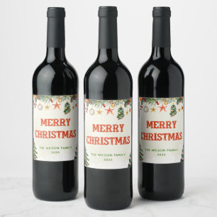 Rótulo De Garrafa De Cerveja Vinho de Natal do Elegante