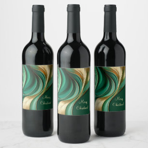 Rótulo De Garrafa De Cerveja Vinho de Natal moderno - Verde e Dourado-