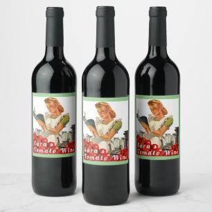 Rótulo De Garrafa De Cerveja Vinho de Tomate Caseiro Retro Legal Cozinha Senhor
