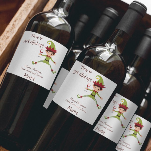 Rótulo De Garrafa De Cerveja Vinho Engraçado do Elfo Natal Elfado (Criador carregado)