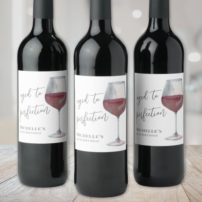 Rótulo De Garrafa De Cerveja Vinho Envelhecido Em Perfeição Aniversário (Wine Aged To Perfection Birthday Wine Label )