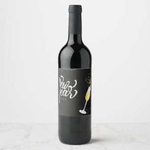 Rótulo De Garrafa De Cerveja Vinho Espumante Dourado Vinho Negro Modo Confetti