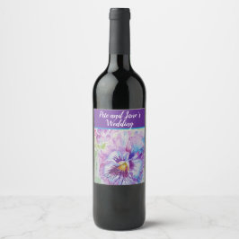 Rótulo De Garrafa De Cerveja Vinho Floral Pastel Pansy Roxo Aquarela Bonito