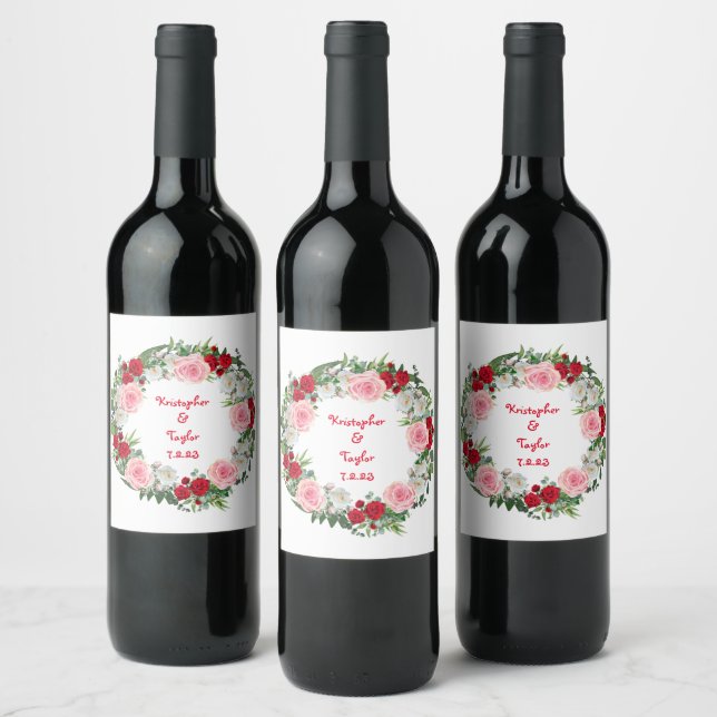 Rótulo De Garrafa De Cerveja Vinho Floral Simples De Fúria De Casamento (Garrafas)