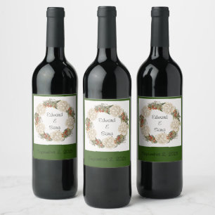 Rótulo De Garrafa De Cerveja Vinho Floral Simples De Fúria De Casamento