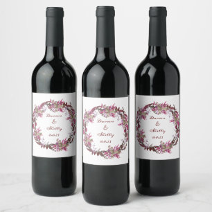Rótulo De Garrafa De Cerveja Vinho Floral Simples De Fúria De Casamento