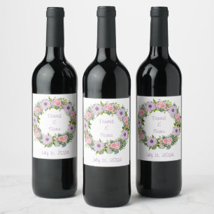 Rótulo De Garrafa De Cerveja Vinho Floral Simples De Fúria De Casamento