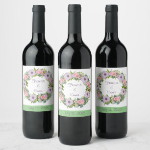 Rótulo De Garrafa De Cerveja Vinho Floral Simples De Fúria De Casamento